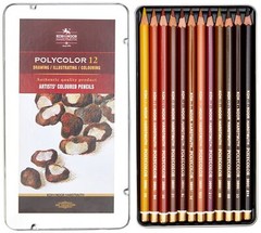 Polycolor Brown Line Artist’s Coloured Pencils Set of 12 Professional Drawing