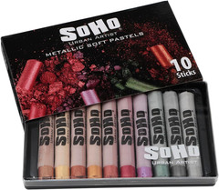Soft Pastels Set of 10 Iridescent Metallic Colors, Vibrant Pastel Sticks for Art