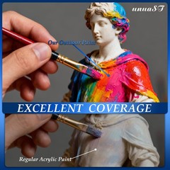 Outdoor Acrylic Paint Waterproof Set, 10 Colors Large Bulk Outdoor Paint with…
