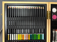 Deluxe Wooden Art Bin – Watercolors, Colored Pencils, Oil Pastels