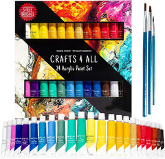 Acrylic Paint Set for Adults and Artists – 24 Pack of 12Ml Paints with 3 Art Bru