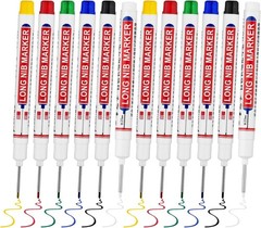 12 PCS Long Head Deep Hole Marker Pens,20mm Long Nib Marker,Longs Nose Marker…