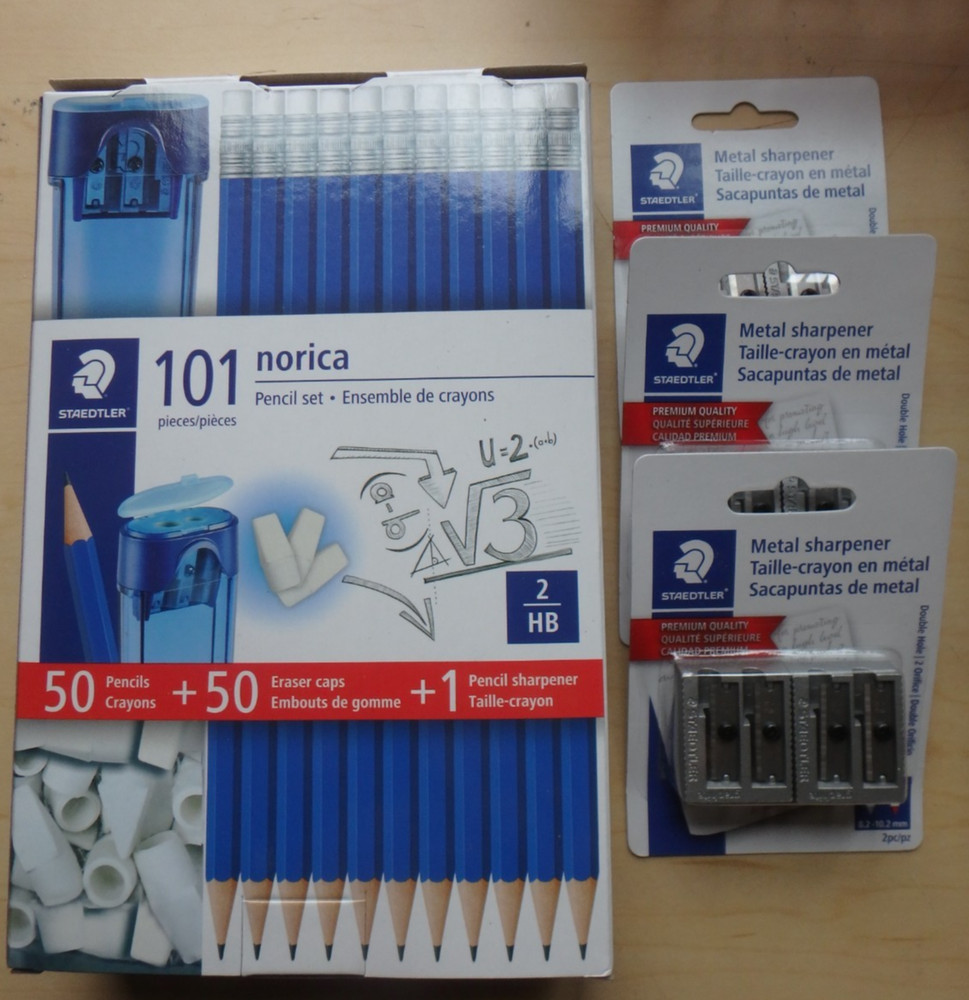 STAEDTLER Norica Pencils 50 #2 HB Pencils 50 Erasers 1 Sharpener + 6 sharpeners