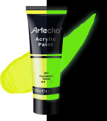 Glow in the Dark Paint, Neon Yellow Paint (120ml / 4.05oz) Tubes, Art Craft Pain