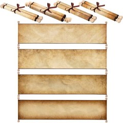 4 Pieces Blank Paper Scrolls on Wood Rods Vintage Quick Drop Old Scroll Paper…