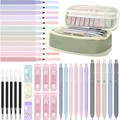 38 PCS Aesthetic School Supplies with Big Pen Case, 5 Black Ink Gel Pens, 12 Pas