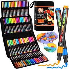 Acrylic Paint Pens 80 Colours 3mm Medium Tip – For Rock Painting, Canvas, Wood