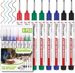 8Pcs Long Nib Marker, Long Head Deep Hole Marker Pens, Waterproof Construction