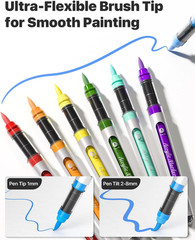 36 Colors Acrylic Paint Markers with Canvas Bag, Water-Based No-Bleed Paint Pens