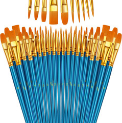 Paint Brushes Set 5 Pack 50 Pcs Round-Pointed Tip Paintbrushes Nylon Hair Artist