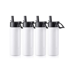 4 Pack Sublimation Blank Tumbler White Sports Water Bottles 18 OZ Wide Mouth …