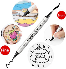 4 Black and 4 White Paint Markers Brush and Fine Dual-Tip Acrylic Paint Marker S