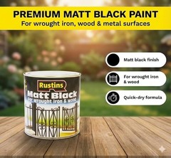 Rustins Matt Black Paint, 250ml 1 count (pack of 1),
