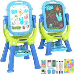 Easel for Kids, Toddler Art Easel Adjustable Standing, Magnetic Double Sided Eas