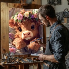 Cow Paint by Numbers Kit for Adults Beginners, Highland Cow Paint by Numbers,…