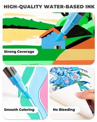 JusArt 48 Colors Acrylic Paint Markers Set with Canvas Bag, Dual Tips with Br…
