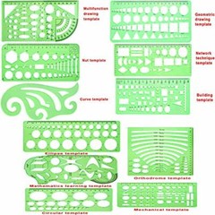11 Pieces Geometric Drawings Templates Stencils Plastic Measuring Template Ruler