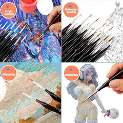 Premium Paint Brushes Set of 10 Miniature Extra Fine Detail Model Craft Nail Art
