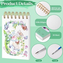 2 Small Watercolor Sketchbook with Watercolor Brushes, 3.5″ x 5.5″ Watercolor…