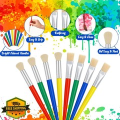Retainbre 48pc Kids Paint Brushes Bulk Round Flat