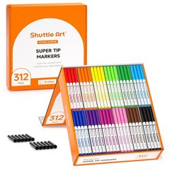 Shuttle Art 312 Pack Washable Super Tips Markers, 12 Assorted Colors Conical …