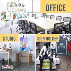 63″ Steel Easy Folding Steel Display Easel, Adjustable Holders, Portable Signs