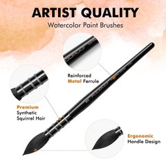 Watercolor Brushes Set, 3Pcs Fuumuui Professional, Black