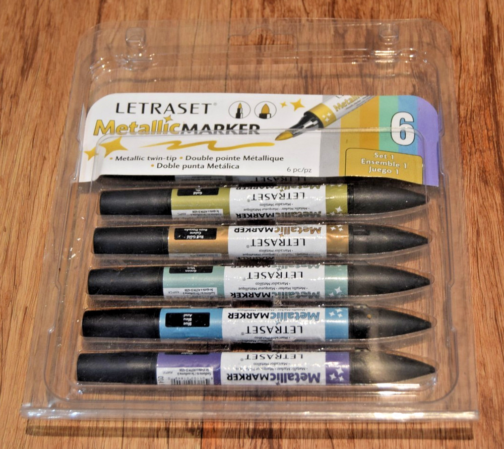 Letraset 6 Metallic Marker twin-Tip Set Sealed UK SELLER