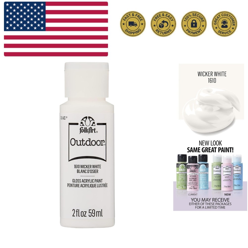 Outdoor Acrylic Paint in Assorted Colors 2 Ounce, Wicker White