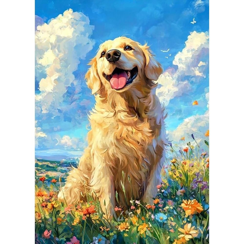 DPDAKIT 5D Diamond Painting Kits for Adults, Dog 12x16inch, Multicoloured