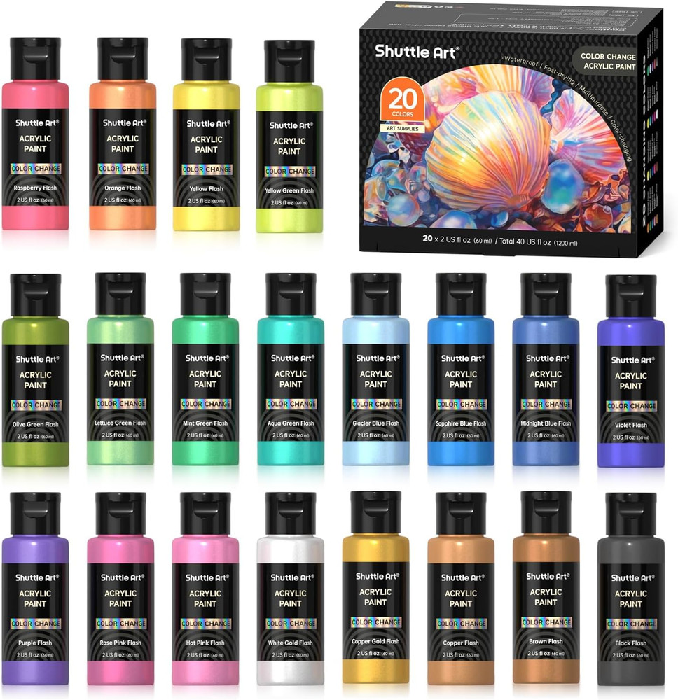 Pintura Acrilica que Cambia de Color Camaleon e Iridiscente para Madera y Tela