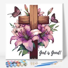 Framed Paint by Numbers Kit for Adults Beginner & Kids Ages 10-13, Jesus Cross..