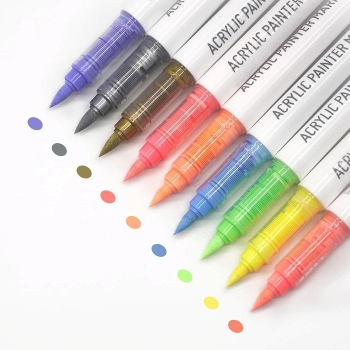 Acrylic Brush Tip Paint Markers / Pens~ 9 color sets ~ choice ~ new