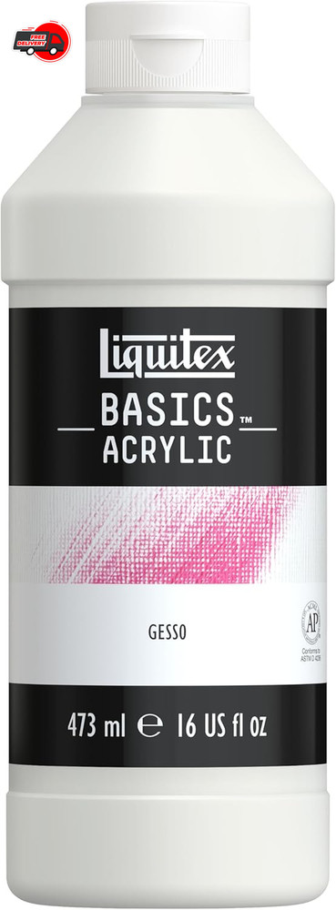 Liquitex BASICS Gesso Surface Prep Medium, 473ml (16-oz) Bottle, White