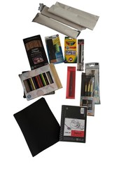 Art Supplies Bundle With Sketch Pads Colored Pencils Paint Brushes Pastel Chalk