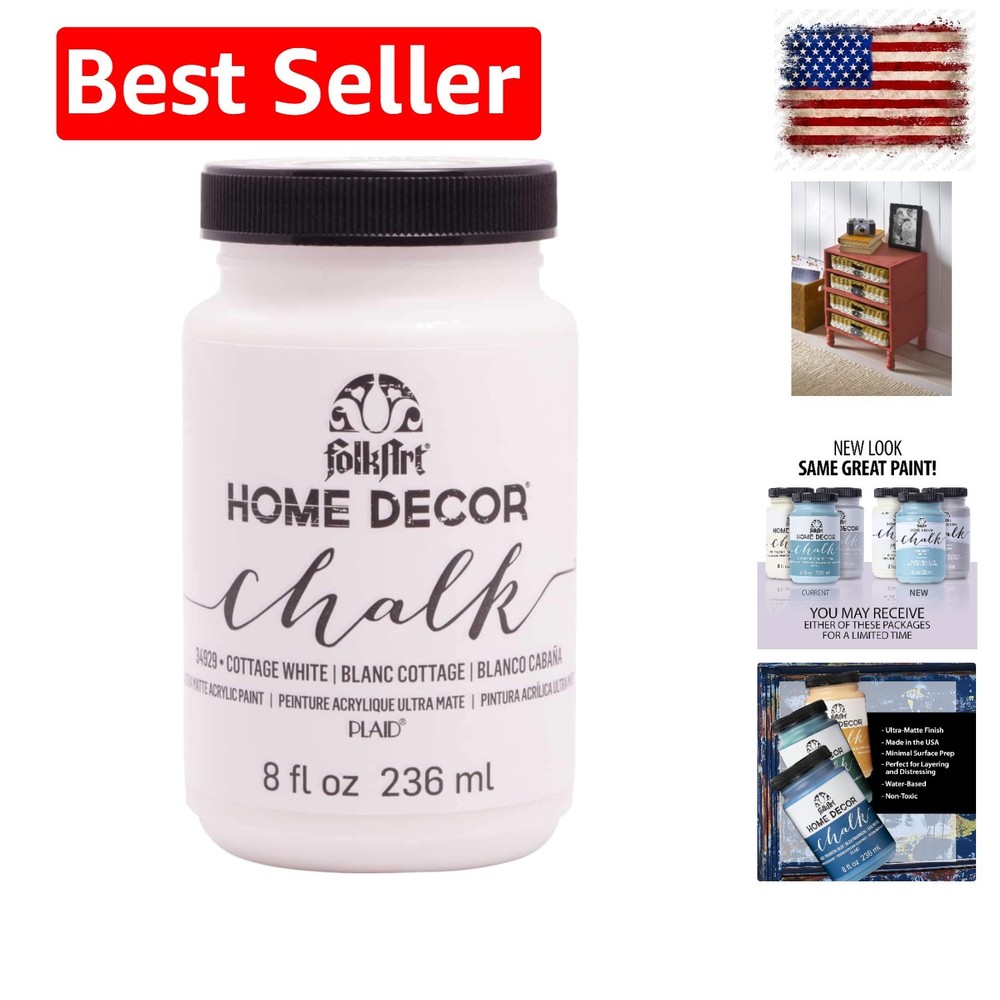 Home Decor Chalk Furniture & Craft Acrylic Paint in Assorted Colors, 8 ounce,…