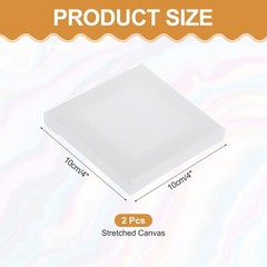 2 Pcs Stretched Canvas, 4×4″ Artist Boards 9/13″ Profile Cotton Panels,White