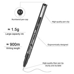 Black Art Pen Set – 12 Assorted Sizes Fine Line Drawing, Upgraded Pigment Ink…