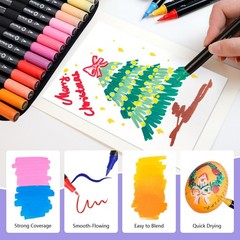 72 Colors Acrylic Paint Markers Set with Bag – Brush & Fine Tip for Rock, Canvas
