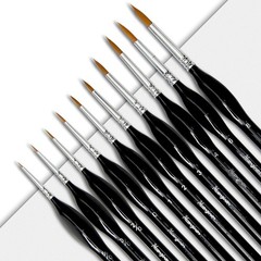 10 PCS Exquisite Detail Paint Brush Set Copper Tube Birch Wood Triangular Grip