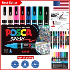 PC-5BR Water-Based Paint Markers – 8 Assorted Colors with Reversible Brush Tip