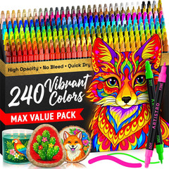 240 Precision Dual-Tip Acrylic Paint Markers – Paint Pens Set with Dot & Fine Ti