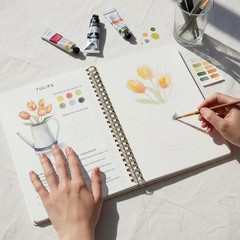 Portable Watercolor Workbook with 24 Colors Solid Paint Palette Set for Beginner