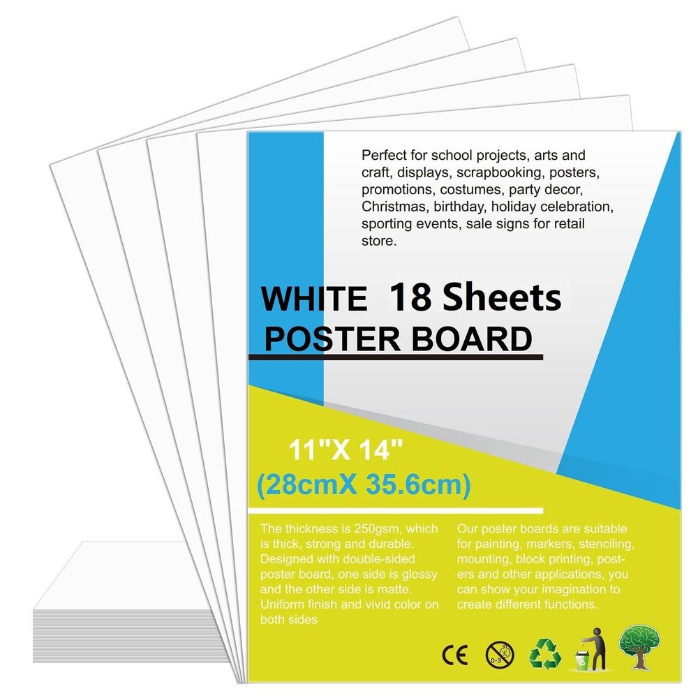 18 Pcs Poster Board 11″ x 14″ White Poster Paper Boards Bulk 250GSM Posterboa…
