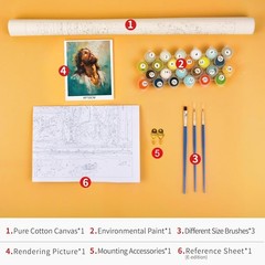 Jesus Paint by Numbers DIY Kit for Adults | Christian Wall Decor | Religious Art