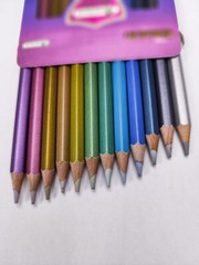 METALLIC 12 Colored Pencils Special Collection Shimmery Color for Kid and Adult
