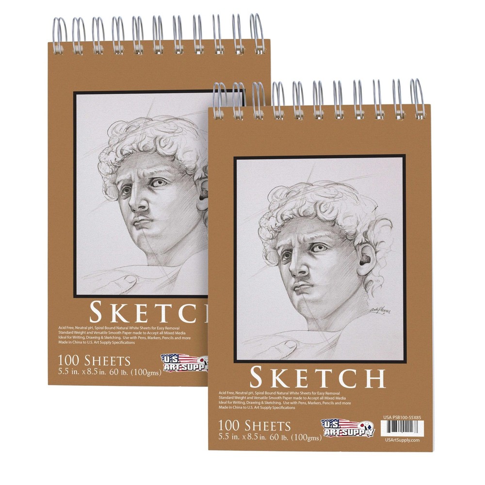 U.S. Art Supply 5.5″x8.5″ Top Spiral 5.5-x-8.5-inch, Graphite,Natural White
