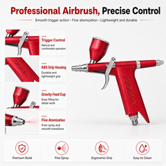 RED Trigger Airbrush Gravity Feed Spray Gun Fine Atomization for Nail Art DIY