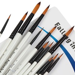 Falling in Art Paint Brushes Set, 12 PCS Nylon 12 Pcs Round Nylon, White