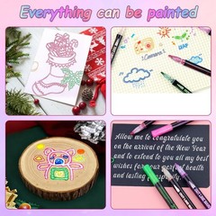 12 Colors Outline Shimmer Markers, Double Line Glitter Markers Pens for Chris…